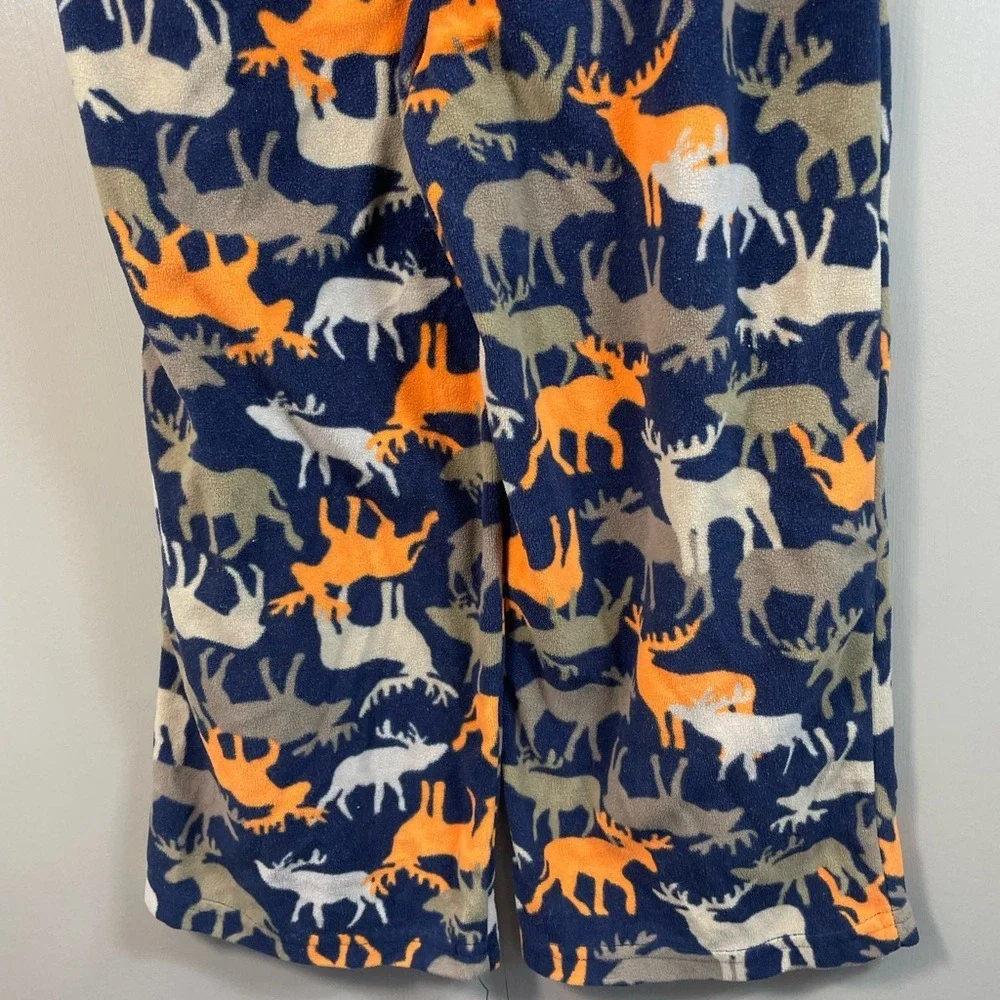Moose Print Pajama Pants Loungewear‎ Sleepwear Orange White Blue